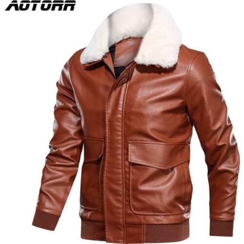 New Leather Jacket Men Fashion Motorcycle Biker PU Jackets Male Stand Collar Detachable Faux Fur Windproof Warm Coats Outwear