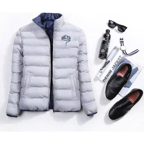 Men Solid color Stand Collar Zipper Thick Coat Men Parka Cotton Padded Winter bomber Jacket Coat mens warm jacket anorak for men