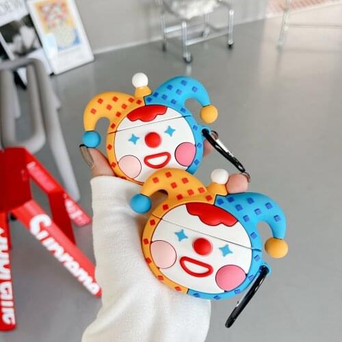 3D Funny Circus clown Cartoon Soft Silicone Wireless Earphone Cases For AirPod 1 2 Case Cute Cover Funda for airpods 3 pro cover