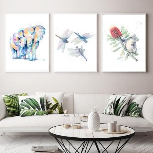 Water Color Whale Dolphin Sea Animals Canvas Painting Animal Wall Art Posters Wall Prints Posters Living Room Home Decoration