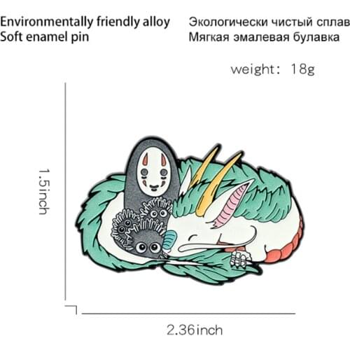 New 20Pcs Soot Sprite No Face Haku Spirited Away Luminous Alloy Brooch Badge Lapel Pin Action Figure Toy