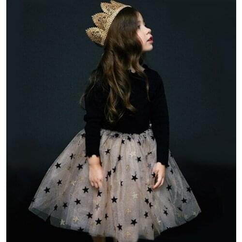 2-7Y Kids Baby Girls Pageant Lace Party Dress Stars Tulle Princess Dresses Wedding Outfit Birthday Sping Outfit