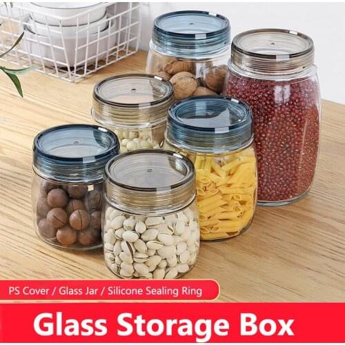 Food Container Storage Glass Bottle with Lid Transparent Glass Jar Kitchen Storage Order Sealed Cans For Bulk Cereals Candy Box