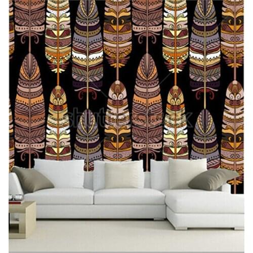 Custom 3D large murals, birds feathers boho pattern papel de parede,living room sofa TV wall bedroom background wall paper