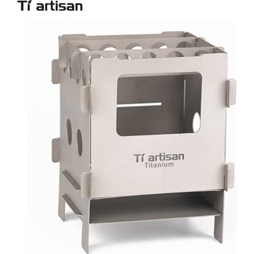 Tiartisan Mini Portable Camping Pocket Stove Stainless Steel or Titanium Wood Burning Stove Hiking Picnic BBQ Stove