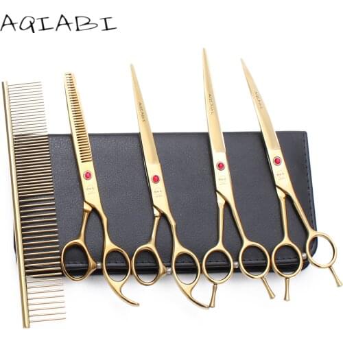 A3002 7'' Japan Steel AQIABI Professional Grooming Scissors Pet Shop & Home Dogs Cats Animals Hair Shears Haircut Scissors Suit
