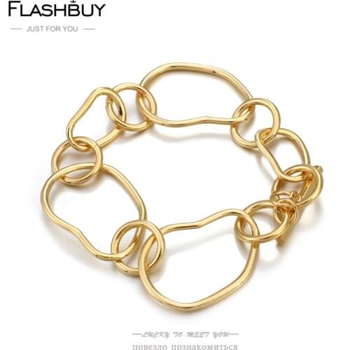 Flashbuy Simple Irregular Hollow Metal Chain Bracelets For Women Men Fashion Charm Bracelet Minimalist Jewelry