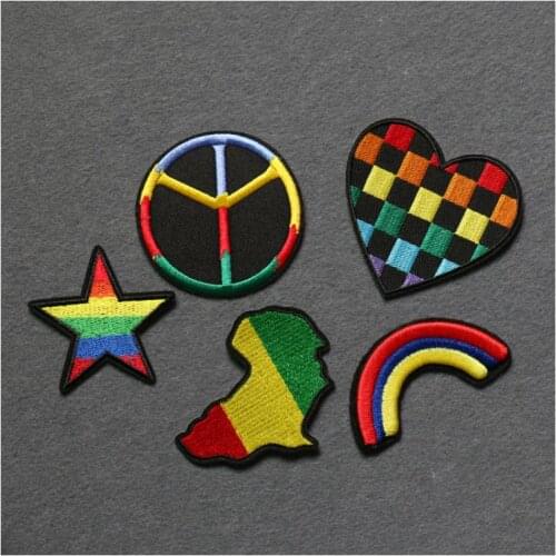 Rainbow Peace Love Heart Flag Embroidered Patches Sew Iron On Badges LGBT For Clothes DIY Appliques Craft Decoration