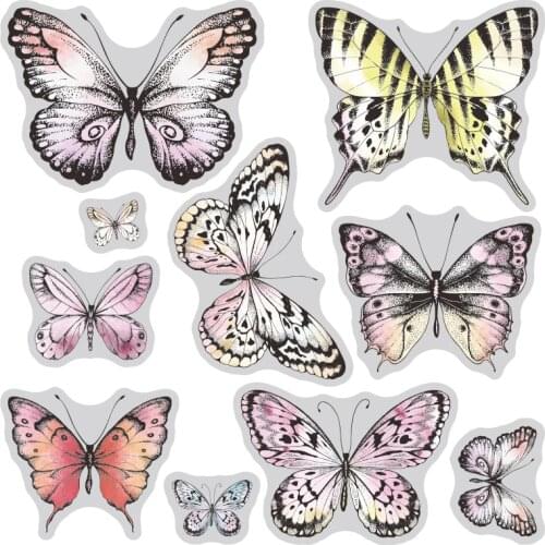 Butterfly Bouquet Stamps Cutting Dies Templates for DIY Scrapbooking Album Transparent Silicone Decorative