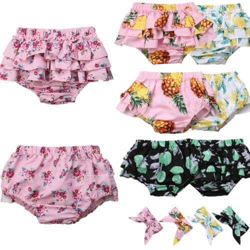 Toddler Infant Baby Girl Kid Ruffle Pants Shorts Bottoms PP Bloomers Panties 2Pc Size 0-24M