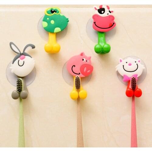 Cute Toothpaste Toothbrush Holder Animal Suction Cup Hooks Bathroom Accessories Set Toothbrush Holder Toothpaste Dispenser
