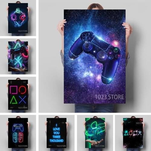 Nordic Player Led Gamepad Cool Modern Abstract Poster Picture Canvas Painting Printing Wall Art Decoration Youth Home Room Decor