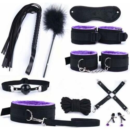 Sex Products Leather Bondage BDSM Kits Handcuffs Sex Toys Whip For Women Sex Accessories Kit Sex Tools For Adults Games