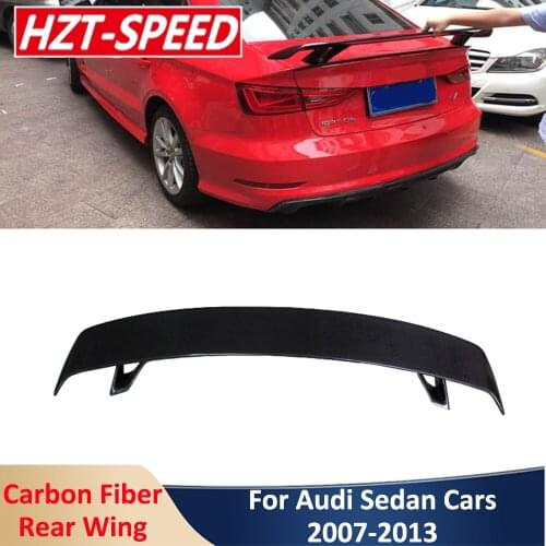 TTS Universal Style Real Carbon Fiber Rear Trunk Spoiler Wing For Audi TT A1to A7 All Sedan Car Styling 2007-2013 Modification