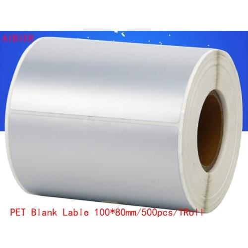 AIBIER100x80 waterproof PET paper adb self-adhesive label matte silver pet label paper 100*80mm/500pcs/1roll matte silver label