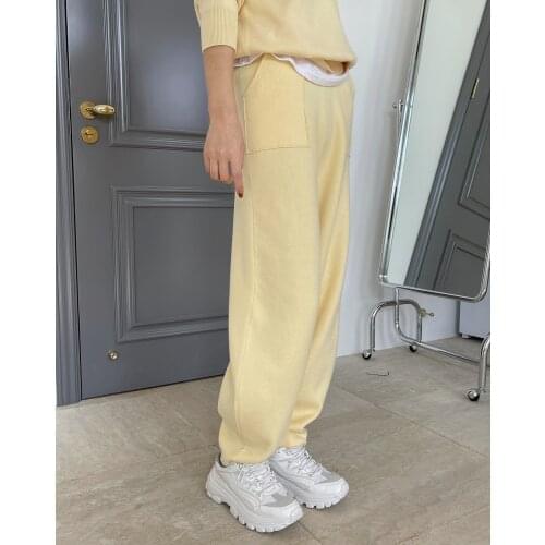 Woman long cashmere soft wool trousers from set loveMODA