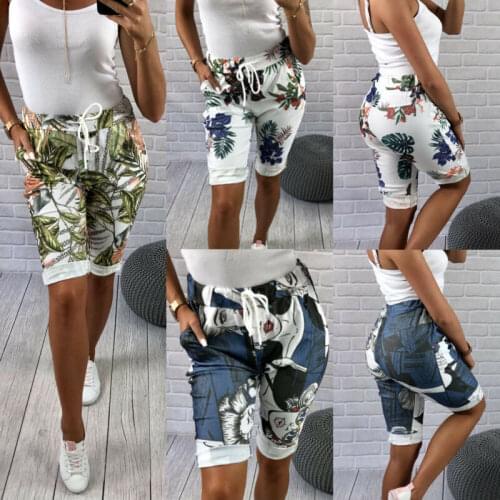 Women Bike Shorts Chiffon Elastic Waist Knee Length Pants Leggings Cotton Wide Waist Band High Rise Stretch Biker