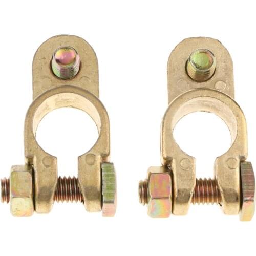 Gold Positive & Negative Zinc Alloy Battery Terminals Clamp Clip Connectors