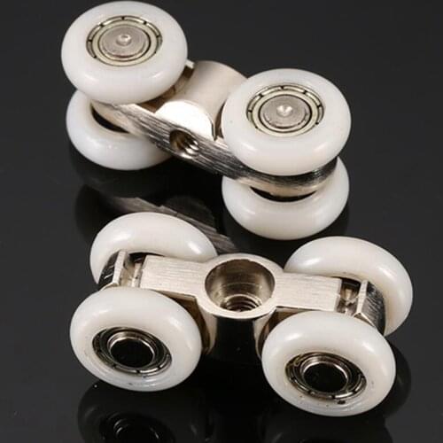 1 Pair Stainless Steel Solid Wood Wardrobe Sliding Door Hanging Wheel Pulley Home Hardware Accessories Kit