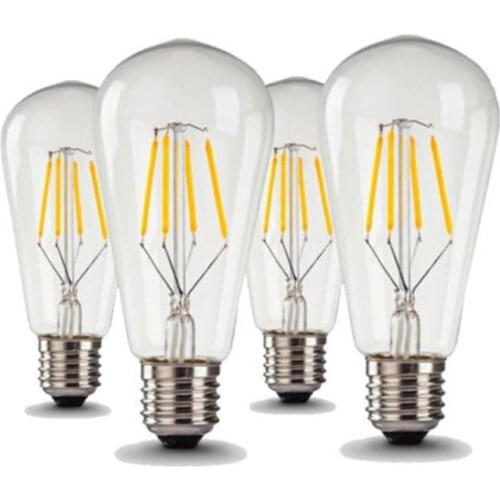 4pcs/lot ST64 4W LED Filament Light E27 360LM LED Edison Bulb Warm Cool White Color COB Incandescent Bulb Lamps Light for Home