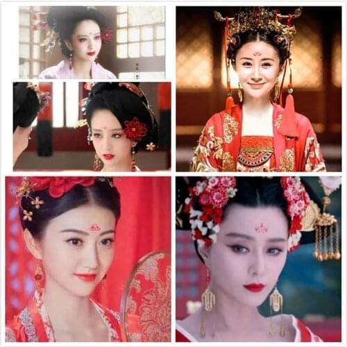 50Pcs Women Fake Temporary Forehead Tattoos Sticker for Actress Chinese Costume TV Series