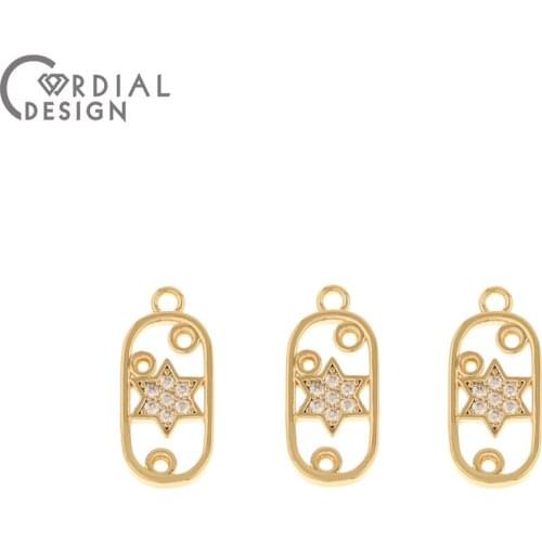 Cordial Design 40Pcs 8*17MM Jewelry Accessories/CZ Charms/Genuine Gold Plating/Pendant For Necklace/Hand Made/Earring Findings