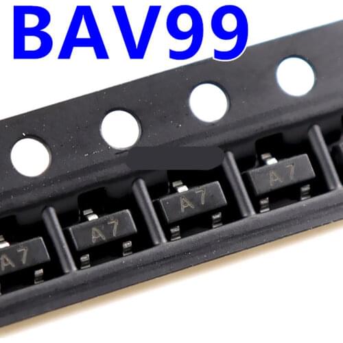 Free shipping 100PCS Sale New BAV99 SOT-23 Silkscreen A7 Rectifier Diode 0.2A 70V SOT23 SMD