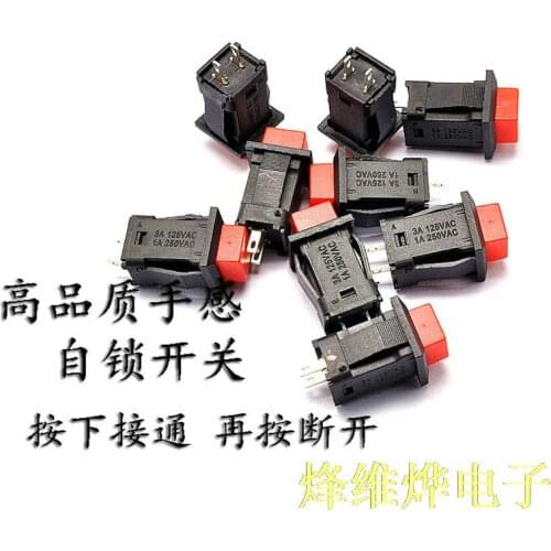Free shipping self-locking switch button switch / DS-429A 1A / 250V Red 20