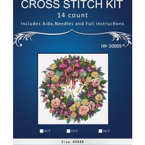 FREE delivery Top Quality popular counted cross stitch kit wreath of roses Christmas wreath garland dim 383