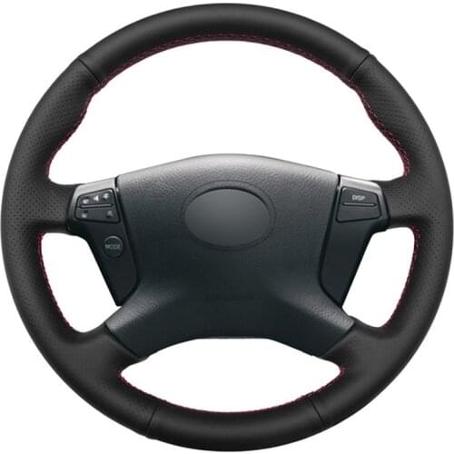 Black Artificial PU Faux Leather DIY Custom Hand-stitched Car Steering Wheel Cover for Toyota Avensis 2003-2007