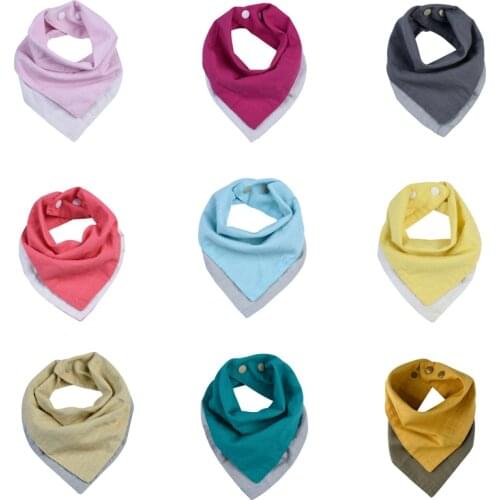 Double Sided 2 Colors Reversible Muslin & Cotton Baby Bibs Unsiex Baby Baby Bandana Bibs Soft Toddler Triangle Scarf
