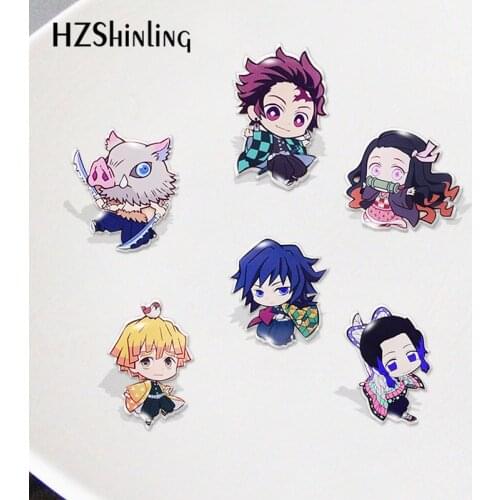 Cartoon Anime Kimetsu no Yaiba Tanjirou Nezuko Acrylic Pins Craft Handmade Resin Epoxy Lapel Pins