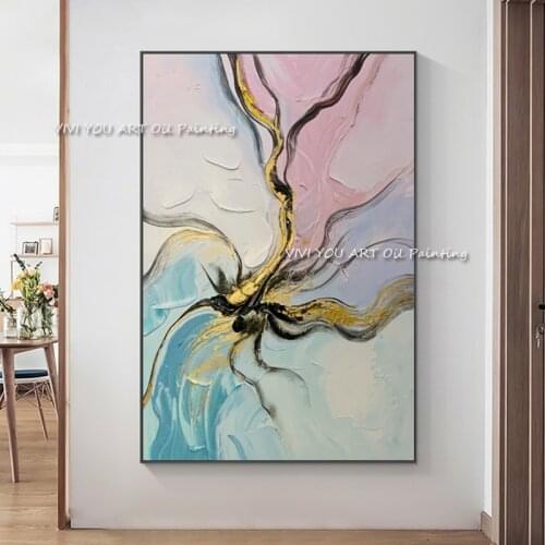 Aestheticism Simple Handmade Oil painting pink landscape Large Abstract Canvas Art Oil Painting Wall Pictures