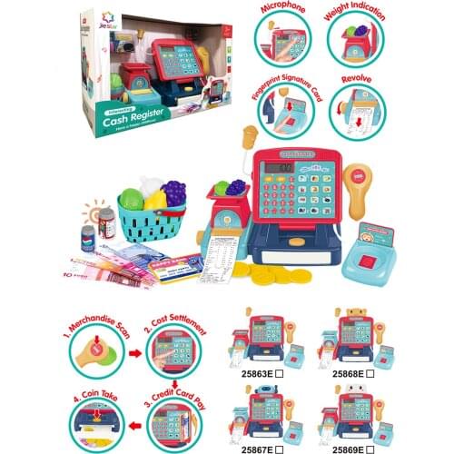 Simulation Cash Register Shopping Cashier Cash Register Toys Set with Calculator Scanner Pretend Toys