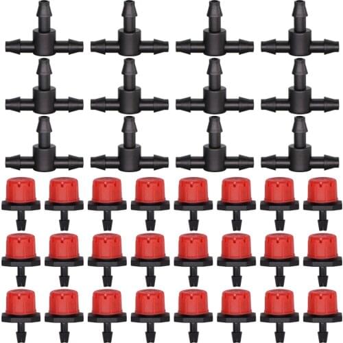 Micro Drip Irrigation 8-Hole Adjustable Dripper With 4/7mm Barb Tee Connectors Kit For 1/4'' Hose Garden Lawn Watering Tool