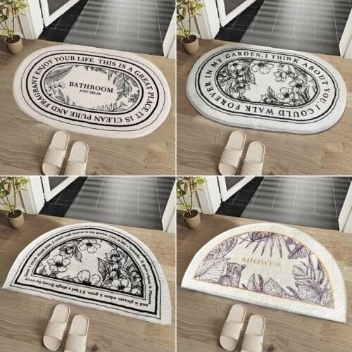 INS Bathroom Carpet Oval Bath Rugs Non-Slip Floor Mat Semicircle Toilet Rug Absorbent Bathtub Side Footpad Tapis Salle De Bain