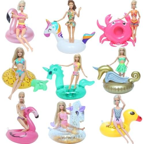 Fashion Doll Outfit Swimwear Lifebuoy Beach Ring Swimming Pool Swimsuit Bikini Clothes for Barbie Doll Accessories Kids Gift Toy