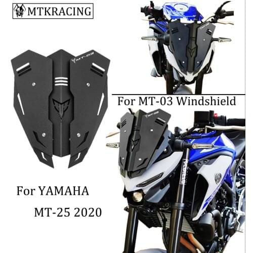 MTKRACING Fits For YAMAHA MT-03 MT03 MT 03 2020 MT-25 MT25 MT 25 2020 Motorcycle Windshield Windscreen Aluminum Kit Deflector