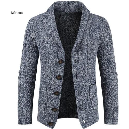 New Men Winter Warm Casual Slim Fit Male Sweaters Cardigan Horns Thick Sweater Fashion Button Top Coat