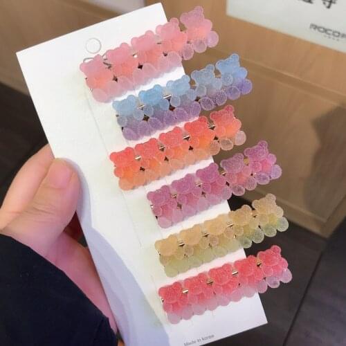 Soft Sweets Bears Hair Clips Barrettes Colored Bear Hairpin Women Girls Hairgrips Pins Hair Band Acccessories Hair Pins