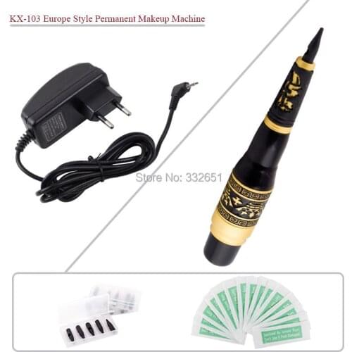 CHUSE Eyebrow Tattoo Kit Permanent Makeup Pen Machine Complete Kits KX-103 with 15pcs Needles and Tips TaTy
