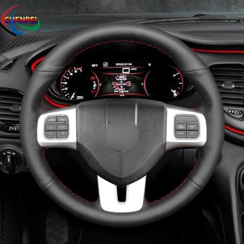 DIY Hand-Sewn Non-Slip Black Suede Steering Wheel Cover For Dodge Dart 2013-2016 Car Interior Accessories
