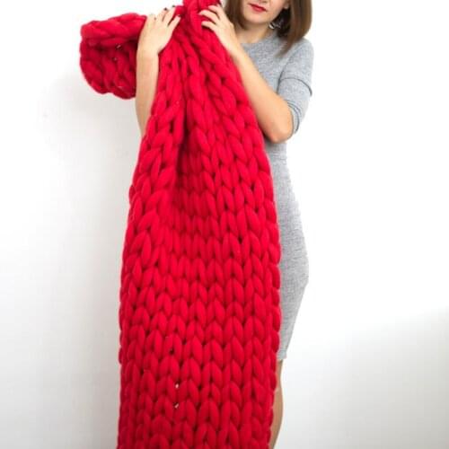 New Adult Hand Knitted Wool Blanket Chunky Blanket Cozy Wool