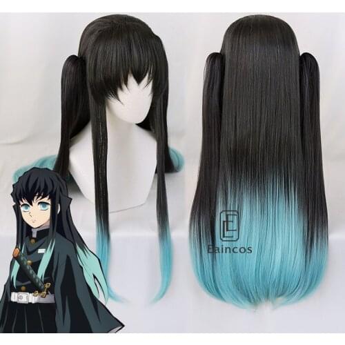 Anime Demon Slayer Kimetsu no Yaiba Tokitou Muichirou Cosplay Wig Long Ponytails Wigs Heat Resistant Synthetic Hair