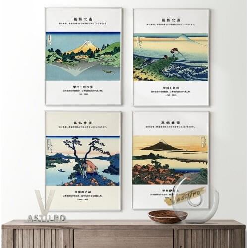Katsushika Hokusai Prints Poster Japanese Illustration Abstract Retro Wall Stickers Art Canvas Painting Living Room Home Decor