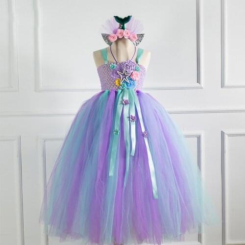 POSH DREAM Lavender Flower Girls Tutu Dresses for Unicorn Party 2019 New Mermaid Girl Dress Summer Children Cosplay Costume