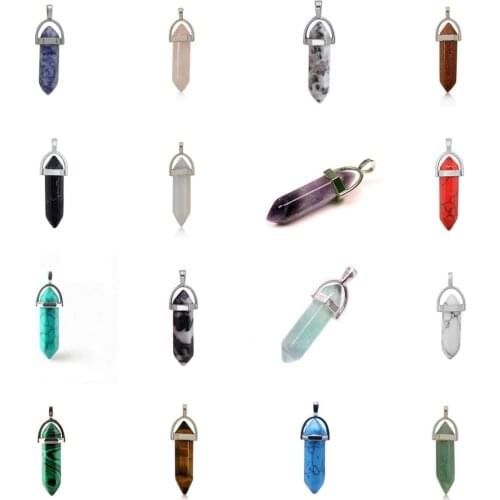 Natural Rose Quartz Crystal Agates Gemstones Hexagonal Pointed Reiki Chakra Pendant Charms For Necklace & Earring Jewelry Making