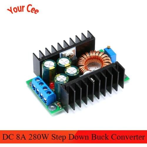 DC 8A 280W Step Down Buck Converter 7-40V to 1.2-35V Power Module LED Driver AL CC Constant Voltage Adjustable 24V 19V 12V 6V 5V
