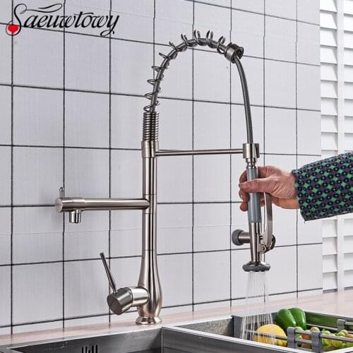 Luxury High Section Pull Down Kitchen Faucet Hands-Free Sprinkler Bathroom Kitchen Faucet With Spring Kitchen Tap Sink Mixer