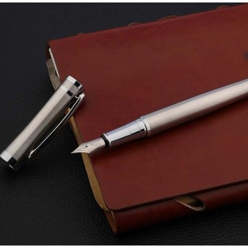 High quality 3035 stainless steel Fountain Pen silver luxury 0.5mm Nib ink pens Stationery Office school supplies pen new